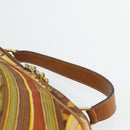 Salvatore Ferragamo Hand Bag Canvas Khaki Gold Auth BA13119-8
