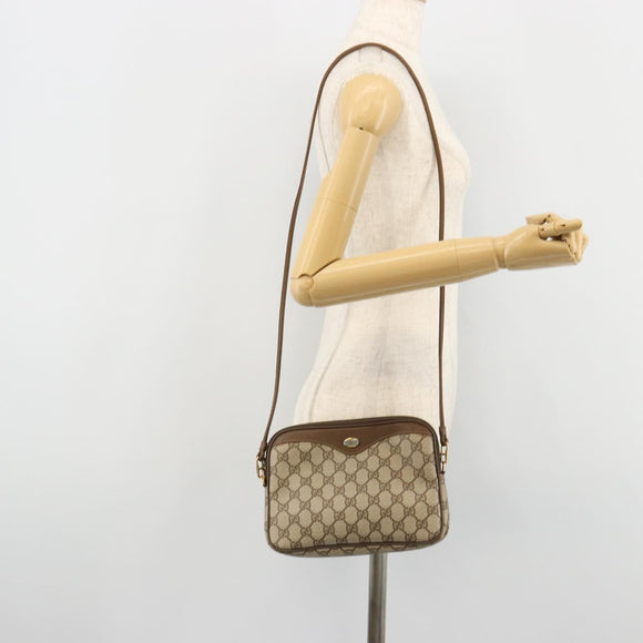 GUCCI GG Supreme Shoulder Bag PVC Beige Gold 97 02 068 Auth BA13121
