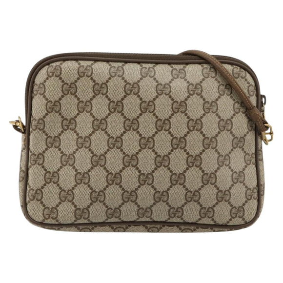 GUCCI GG Supreme Shoulder Bag PVC Beige Gold 97 02 068 Auth BA13121