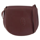 CARTIER Must Line Shoulder Bag Leather Bordeaux Gold Auth BA13122-1