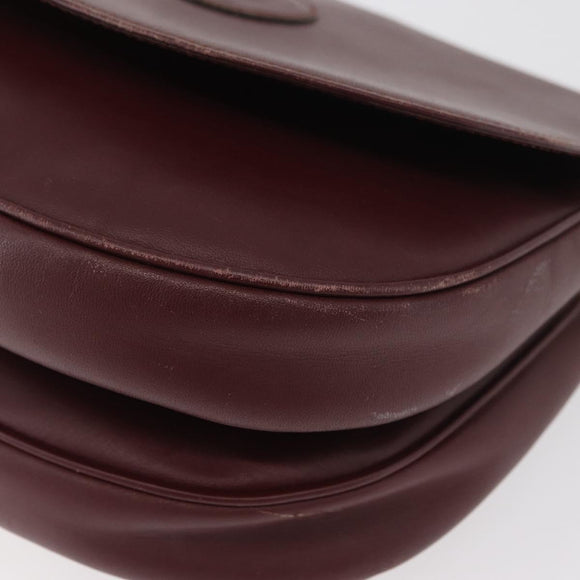 CARTIER Must Line Shoulder Bag Leather Bordeaux Gold Auth BA13122