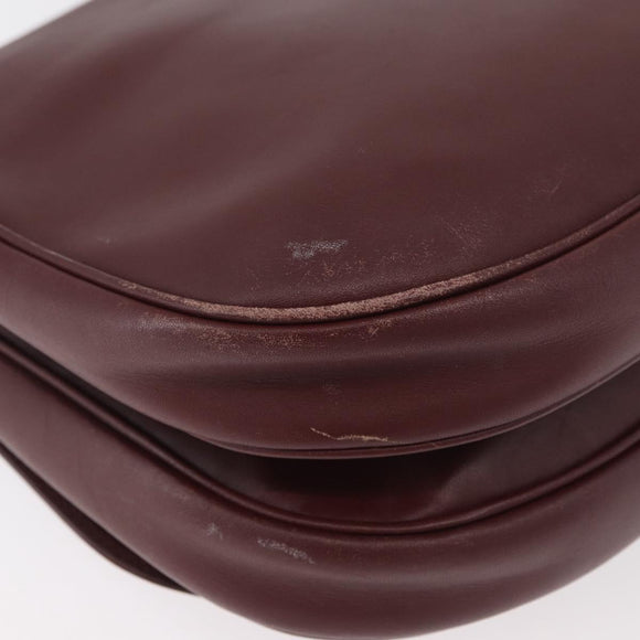 CARTIER Must Line Shoulder Bag Leather Bordeaux Gold Auth BA13122