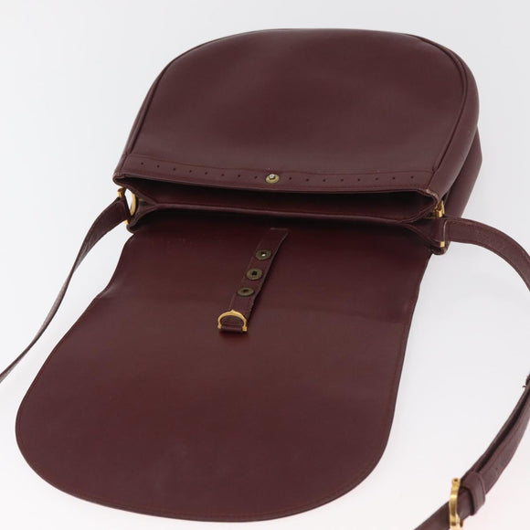 CARTIER Must Line Shoulder Bag Leather Bordeaux Gold Auth BA13122
