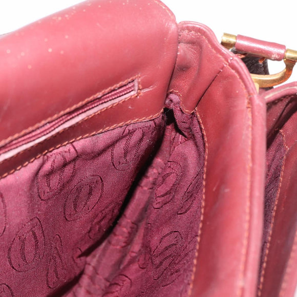 CARTIER Must Line Shoulder Bag Leather Bordeaux Gold Auth BA13122