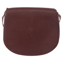 CARTIER Must Line Shoulder Bag Leather Bordeaux Gold Auth BA13122-2