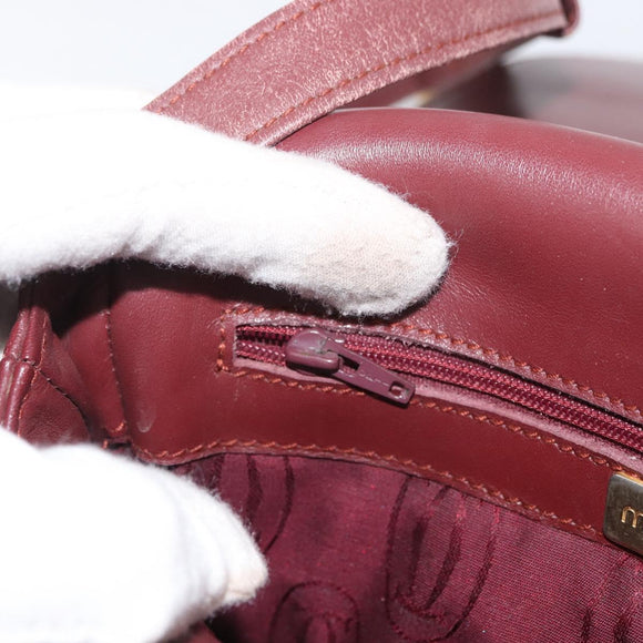 CARTIER Must Line Shoulder Bag Leather Bordeaux Gold Auth BA13122