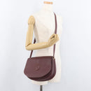 CARTIER Must Line Shoulder Bag Leather Bordeaux Gold Auth BA13122-24