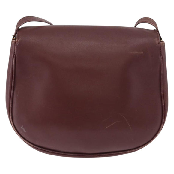 CARTIER Must Line Shoulder Bag Leather Bordeaux Gold Auth BA13122