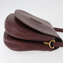 CARTIER Must Line Shoulder Bag Leather Bordeaux Gold Auth BA13122-4