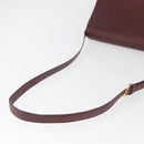 CARTIER Must Line Shoulder Bag Leather Bordeaux Gold Auth BA13122-7