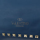 VALENTINO Rock Studs Tote Bag Leather 2way Blue Gold Auth BA13124-18