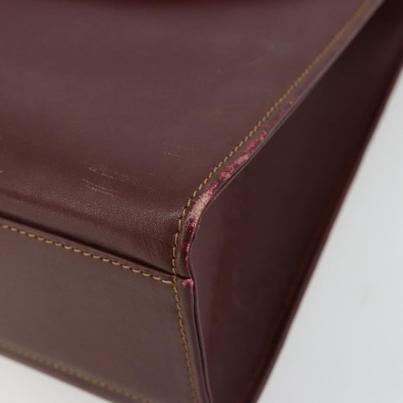 CARTIER Must Line Hand Bag Leather Bordeaux Gold Auth BA13127