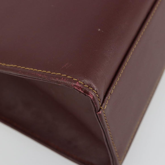 CARTIER Must Line Hand Bag Leather Bordeaux Gold Auth BA13127
