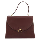 CARTIER Must Line Hand Bag Leather Bordeaux Gold Auth BA13127-13