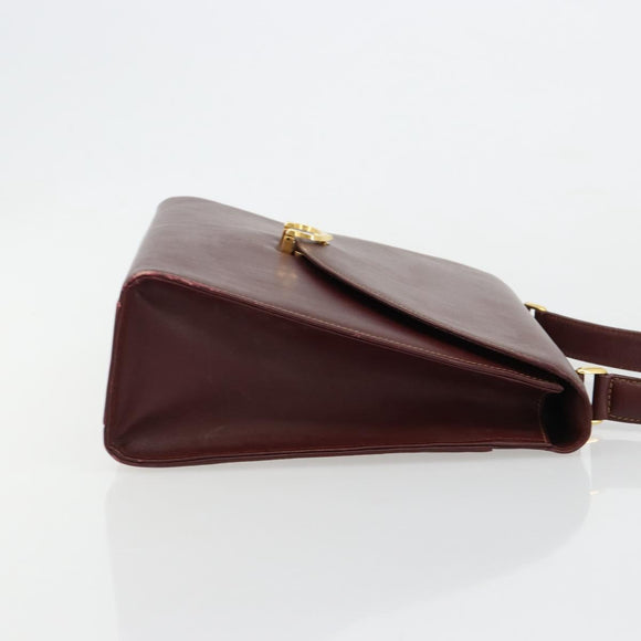 CARTIER Must Line Hand Bag Leather Bordeaux Gold Auth BA13127