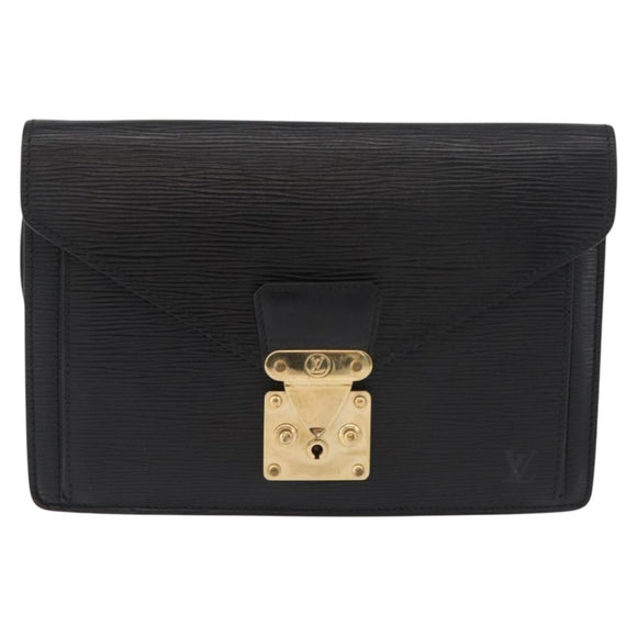 LOUIS VUITTON Epi Serie Dragonne Clutch Bag Black Noir M52612 LV Auth BA13129