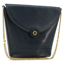 TIFFANY&Co. Schultertasche Kette Leder Navy Gold Auth BA13131-1