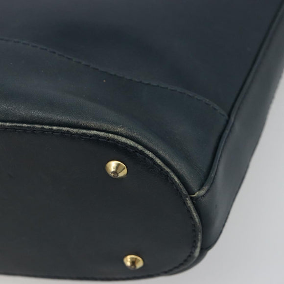 TIFFANY&Co. Schultertasche Kette Leder Navy Gold Auth BA13131