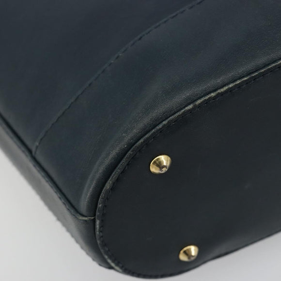 TIFFANY&Co. Schultertasche Kette Leder Navy Gold Auth BA13131