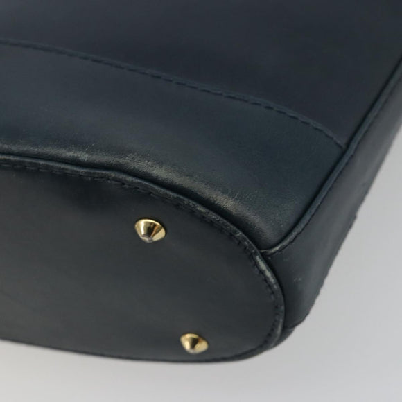 TIFFANY&Co. Schultertasche Kette Leder Navy Gold Auth BA13131