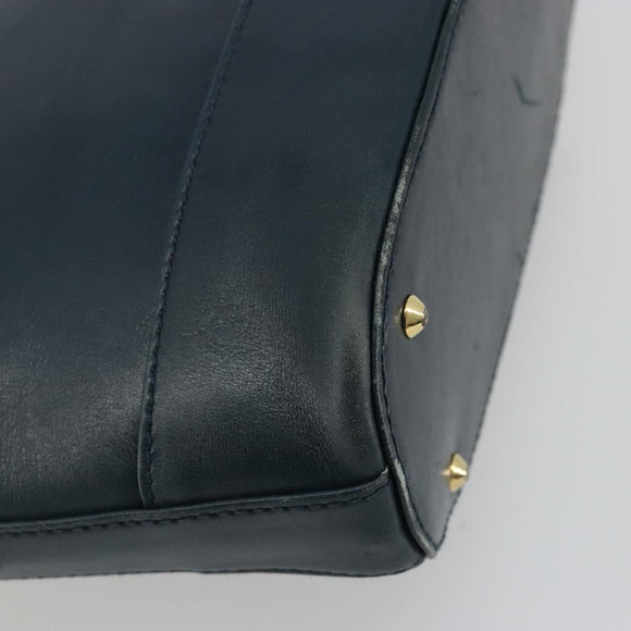 TIFFANY&Co. Schultertasche Kette Leder Navy Gold Auth BA13131