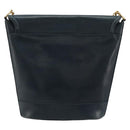 TIFFANY&Co. Schultertasche Kette Leder Navy Gold Auth BA13131-3
