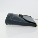 TIFFANY&Co. Schultertasche Kette Leder Navy Gold Auth BA13131-4