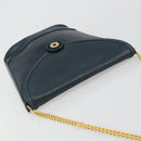 TIFFANY&Co. Schultertasche Kette Leder Navy Gold Auth BA13131-6