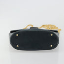 TIFFANY&Co. Schultertasche Kette Leder Navy Gold Auth BA13131-9