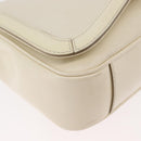 Salvatore Ferragamo Gancini Shoulder Bag Leather White Gold Auth BA13137-10