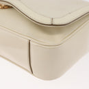 Salvatore Ferragamo Gancini Shoulder Bag Leather White Gold Auth BA13137-11