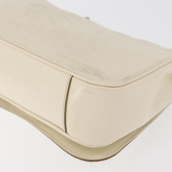 Salvatore Ferragamo Gancini Shoulder Bag Leather White Gold Auth BA13137