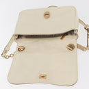 Salvatore Ferragamo Gancini Shoulder Bag Leather White Gold Auth BA13137-15
