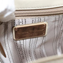 Salvatore Ferragamo Gancini Shoulder Bag Leather White Gold Auth BA13137-16