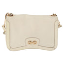 Salvatore Ferragamo Gancini Shoulder Bag Leather White Gold Auth BA13137-2