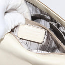 Salvatore Ferragamo Gancini Shoulder Bag Leather White Gold Auth BA13137-22