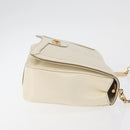 Salvatore Ferragamo Gancini Shoulder Bag Leather White Gold Auth BA13137-4