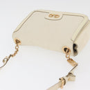 Salvatore Ferragamo Gancini Shoulder Bag Leather White Gold Auth BA13137-6