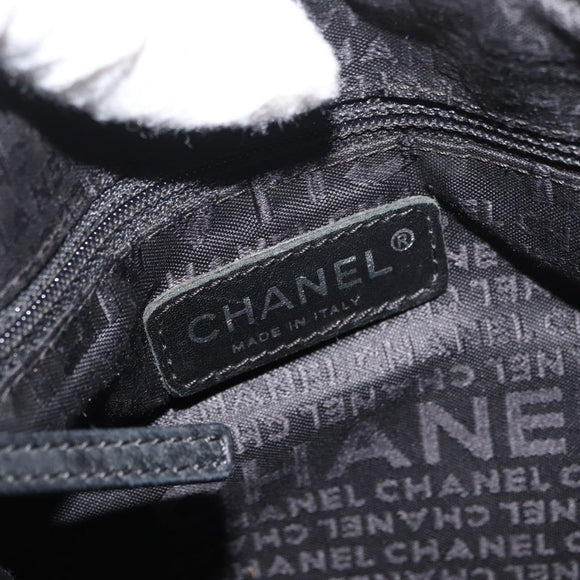 CHANEL Schoudertas met ketting Lamsleer Zwart CC Auth BA13139