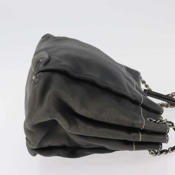 CHANEL Schoudertas met ketting Lamsleer Zwart CC Auth BA13139