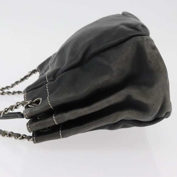 CHANEL Schoudertas met ketting Lamsleer Zwart CC Auth BA13139
