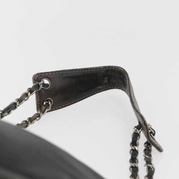 CHANEL Schoudertas met ketting Lamsleer Zwart CC Auth BA13139