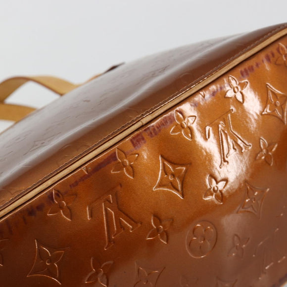 LOUIS VUITTON Monogram Vernis Houston Hand Bag Bronze M91122 LV Auth BA13142
