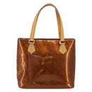 LOUIS VUITTON Monogram Vernis Houston Hand Bag Bronze M91122 LV Auth BA13142-2