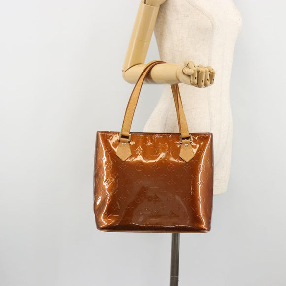LOUIS VUITTON Monogram Vernis Houston Hand Bag Bronze M91122 LV Auth BA13142