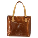LOUIS VUITTON Monogram Vernis Houston Hand Bag Bronze M91122 LV Auth BA13142-3