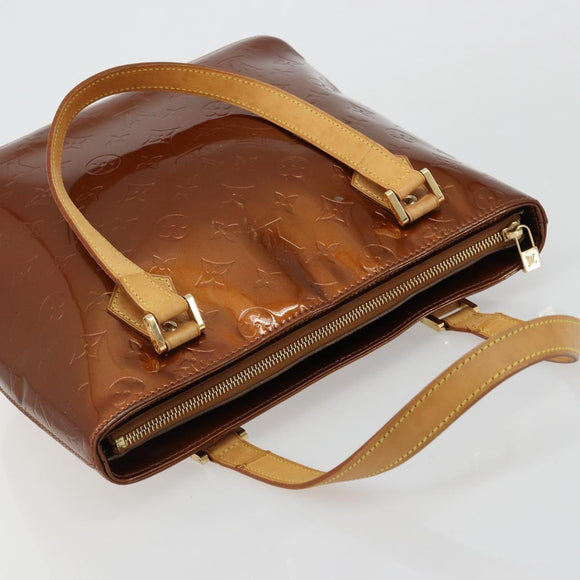 LOUIS VUITTON Monogram Vernis Houston Hand Bag Bronze M91122 LV Auth BA13142