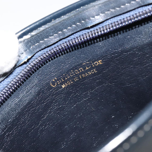 Christian Dior Trotter Canvas Schoudertas Marineblauw Goud Auth BA13143