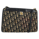 Christian Dior Trotter Canvas Schoudertas Marineblauw Goud Auth BA13143-1