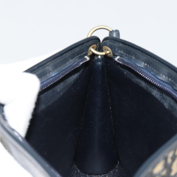 Christian Dior Trotter Canvas Schoudertas Marineblauw Goud Auth BA13143